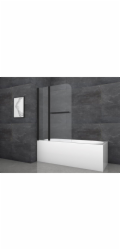 Skládací zástěna k vaně Aurlane Black Comfort 2 Matná černá 100 cm x 140 cm