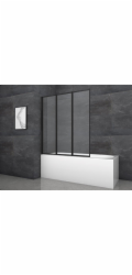 Skládací vanová zástěna Aurlane Black Star 125 cm x 143 cm, matně černá, 3dílná