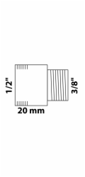 Prodloužení redukčního kohoutu Kirchhoff 15 mm (vnitřní závit 3/8") x 21 mm (vnější závit 1/2"), prázdné
