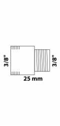 Prodloužení kohoutku Kirchhoff 15 mm (3/8" vnitřní závit) x 16,7 mm (3/8" vnitřní závit) x 25 mm, chrom