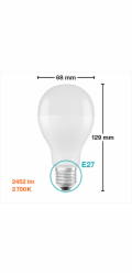 Osram LED žárovka E27, tvar žárovky, 19 W, 2452 lm, 12,9 x 6,8 cm (V x Š)