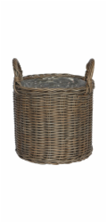 Sonstige Košík s rukojeťmi z polyratanu, 27,5 cm x 27,5 cm x 31,5 cm, šedý