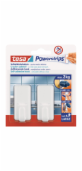 Tesa Samolepicí háčky , bílé, čtvercové, 2 kusy se 4 velkými proužky Powerstrips