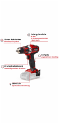 Einhell Akumulátorový vrtací šroubovák 18 V Power X-Change TE-CD 18/40 Li Solo