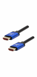 Video kabel HDMI M - HDMI M, HDMI 2.1 - Ultra High Speed, 2m, pozlacené konektory, hliníkový kryt, modrý, Logo 8K@60Hz, 48Gb