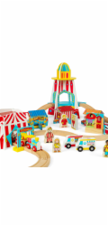Bigjigs Rail Dřevěná vláčkodráha zábavná pouť 54 dílů