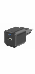 Swissten síťový adaptér gan 1x usb-c 20w pd + 1x usb-a 18w qc černý