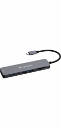Rozbočovač adaptéru Verbatim HDMI/USB-C 3.2/USB-C/2xUSB-A 3.2/SD/microSD hliník 32158