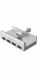 Orico 4portový USB-A 3.0 HUB s montáží na svorku - stříbrný