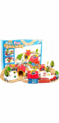 LeanToys Autodráha Vláček, auta, stromy, budovy, vrtulník (9835-uniw)