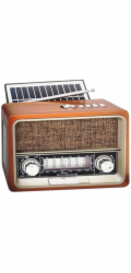 LTC Přenosné rádio se solárním panelem NETTA RETRO Bluetooth USB svítilna