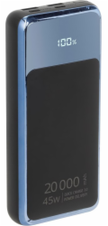 RivaCase POWERBANK PRO NOTEBOOK, TABLET, SMARTPHONE 20 000 mAh USB-C 45W, 2X I/O USB-C PD 45W, 2X USB-A QC 3.0 18W, LCD, ČERNÁ