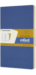 Moleskine Sada 2 zápisníků Volant, L, 13x21cm, linkované, 96 stran, modrá/jantarově žlutá