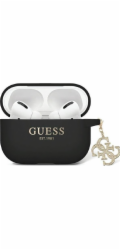 Guess Guess GUAP2LECG4K kryt na AirPods Pro 2 černý/černý tekutý silikonový třpytivý trojúhelníkový přívěsek