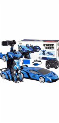 LeanToys Transformační robotické auto na dálkové ovládání 1:10, modré, s ovládáním gesty