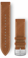 Garmin Garmin Ersatzarmband 20mm Leder Hellbraun s Naht/Silber