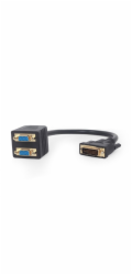 Gembird pasivní adaptér/rozbočovač DVI samec na 2x VGA samice, 0,3 m, černý (A-DVI-2VGA-01)