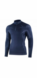 Brubeck LS1610M Pánská mikina s krátkým zipem EXTREME MERINO tmavě modrá M