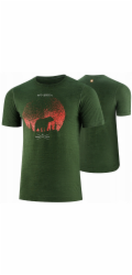 Brubeck Pánské tričko s krátkým rukávem OUTDOOR WOOL PRO tmavě zelené M - BEAR 4