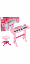 LeanToys Růžové piano s mikrofonem