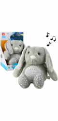 LeanToys Plyšový králík, spící, mazlivá hračka, projektor, zvuk, šum, šedá