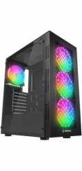 Rampage Skříň PLAID V1 s okénkem, 4x 120mm RGB ventilátor, černá