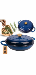 Atusa Smaltovaný litinový hrnec plochý 30cm 3l HAGE modrý