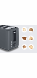 Aeno toustovač na 2 plátky TS1, 1000 W, 7 stupňů opékání, extra opékání, šedý