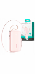 Joyroom Powerbanka JR-PR2L 10000mAh 35W s vestavěným zatahovacím kabelem USB-C a kabelem Lightning Lanyard - růžová