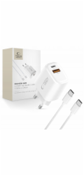 Tech-Protect SÍŤOVÁ NABÍJEČKA NCA45W-GAN SE 2 PORTY PD 45W / QC3.0 + KABEL TYPE-C BÍLÁ