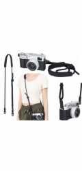 JJC Ramenní popruh na krk pro retro fotoaparát Kodak Agfa Leica Fujifilm Canon Nikon / CPC-B / Černý