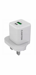 Canyon CU20AC GaN 20W 1xPD 1xQC UK nástěnná nabíječka bílá