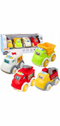 LeanToys Městská sada autíček pro batolata, jízda, pohyblivé prvky, světla, zvuky
