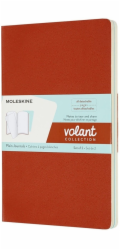 Moleskine Sada 2 zápisníků Volant, L, 13x21cm, bez potisku, 96 stran, korálově oranžová/akvamarín