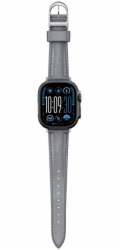 Amazingthing Kožený řemínek Class Band pro Apple Watch 45 / 46 / 49 mm - šedý