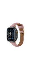 Amazingthing Kožený řemínek Class Band pro Apple Watch 45 / 46 / 49 mm - růžový