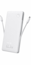 Baseus Powerbanka Airpow Lite 10000mAh 22,5W s vestavěnými kabely USB-C a Lightning - bílá