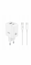 NoName XO CE36 PD 45W nabíječka do zásuvky 1x USB-C 1x USB bílá + kabel USB-C - USB-C