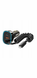 XO Autonabíječka BWOO 30W PD CC96L 1x USB-C 1x USB s kabelem Lightning, šedá