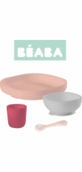 BEABA Sada silikonového nádobí s přísavkou, růžová