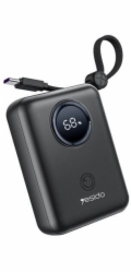 Yesido Powerbanka YP64 10 000 mAh 22,5 W LED, kabel USB-A+C + USB-C+iP, ČERNÁ