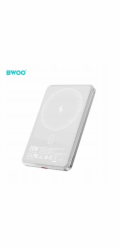 NoName BWOO P79 Ultratenká powerbanka 5000mAh s magnetickým nabíjením, světle šedá