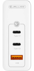 Jellico Nabíječka GaN 100W síťová nabíječka 1x QC3.0 USB + 2x PD USB-C Jellico C118 bílá