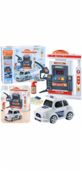 LeanToys Interaktivní Čerpací stanice Policejní auto Světla Zvuky Kouř