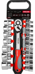 PRO Sada 20 ks nástrčných klíčů , CRV, 1/2", 8-32 mm, prodloužení, Proline