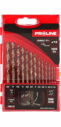 Pro-Line Vrtačka HSSCO DIN338 BROUŠENÉ VRTÁKY DO KOVU 13 KS (1,5-6,5 MM) PROLINE