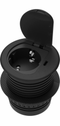 Orno Nábytková zásuvka O6cm zapuštěná do pracovní desky s krytem, USB nabíječkou a 1,9m kabelem, 1x2P+Z (Schuko), 1xUSB (typ C; 20W), černá