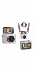 Xrec Mini Camera Retro Video 2k Digitální Fotoaparát Přívěsek Klíčenka Otočný Obrazovka / Xrec X7 / Růžová - Šedá