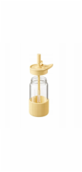 Mellow Yellow Jemně žlutá BUYDEEM Přenosná skleněná láhev s brčkem 550ml, model DG425, barva Jemně žlutá