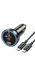 Baseus Nabíječka Nabíječka do auta Baseus 160W s technologií Qualcomm® Quick Charge™ 5 2x USB-C 1x USB-A - šedá